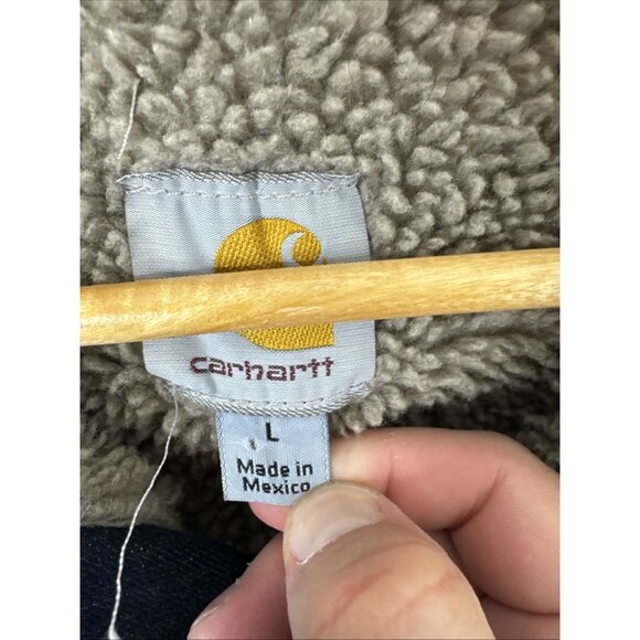 Carhartt Sherpa Lined Denim Jacket Men’s L Blue Jean Trucker J292 ABL - Picture 5 of 6